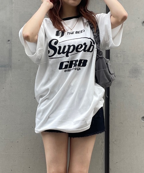 新品　モンローフーディTシャツ　メッシュ Roger&Raw tシャツ メッシュユニフォーム風Tシャツ レディース