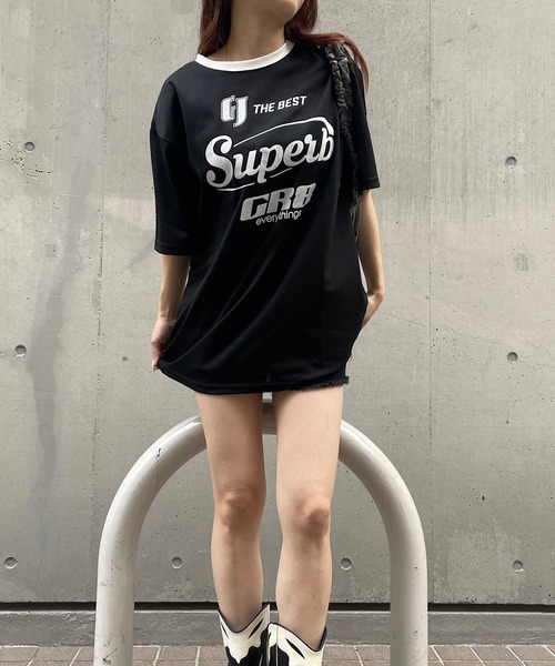 Roger&Raw tシャツ メッシュユニフォーム風Tシャツ レディース