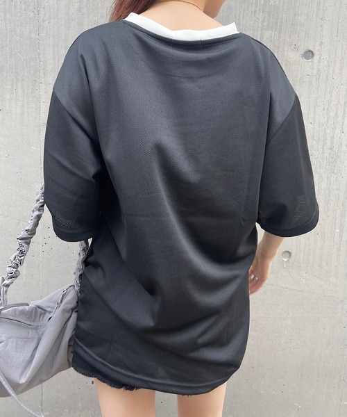 Roger&Raw tシャツ メッシュユニフォーム風Tシャツ レディース