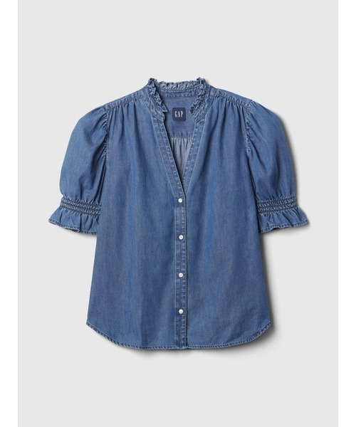 ブラウス シャツ デニム パフスリーブ カラーシャツ レディース GAP｜(W)デニムパフスリーブカラーシャツ | Rakuten Fashion