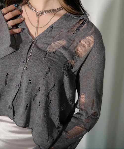 melt the lady random damage knit カーディガン Damaged Wool Cardigan. – Simpti.
