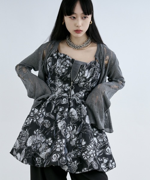 melt the lady random damage knit カーディガン Ezick カーディガン 2way damageニットカーディガン レディース