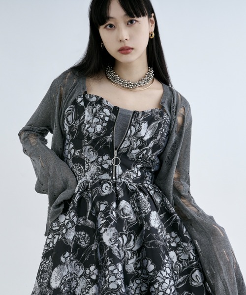 melt the lady random damage knit カーディガン Ezick カーディガン 2way damageニットカーディガン レディース