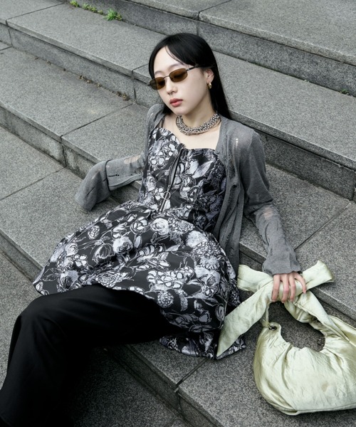 melt the lady random damage knit カーディガン Ezick カーディガン 2way damageニットカーディガン レディース