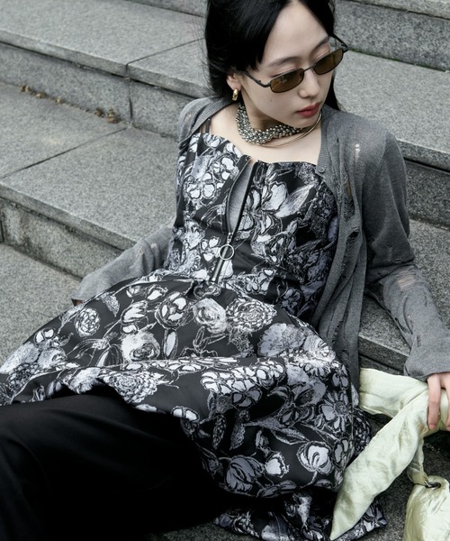 melt the lady random damage knit カーディガン Ezick カーディガン 2way damageニットカーディガン レディース