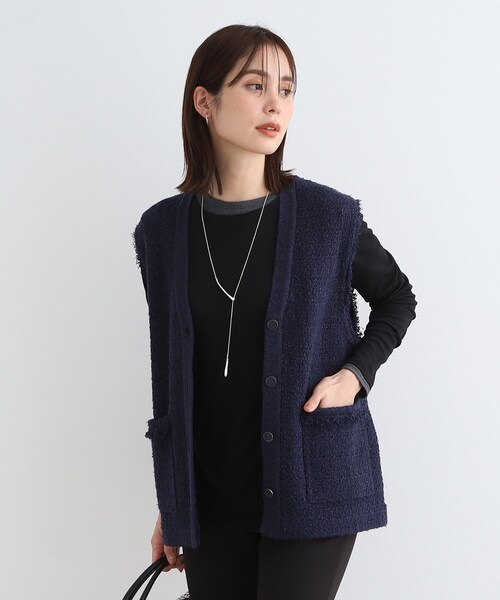 ベスト ジレ 「トレンド」ツィードジレニット レディース