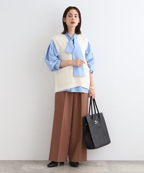 INDIVI ベスト ジレ 「トレンド」ツィードジレニット レディース
