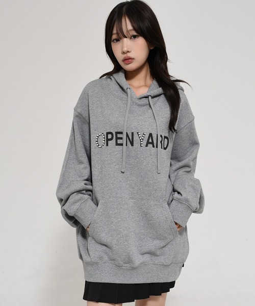 パーカー 「OY/オーワイ」 PEARL STUD LOGO HOODIE/パールスタッド ロゴパーカー レディース メンズ