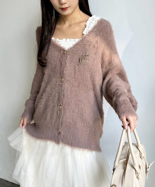 美品　アルダニー　ALDERNEY ラップロングカーディガン　ベージュ one after another NICE CLAUP カーディガン ゴールドボタンフェザー