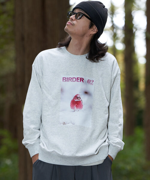 tシャツ 「WEB限定」「BIRDER×BIRDMANIA」雑誌転写スウェット レディース メンズ