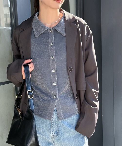 select MOCA シャツ ブラウス ラメグリッタートップス レディース 