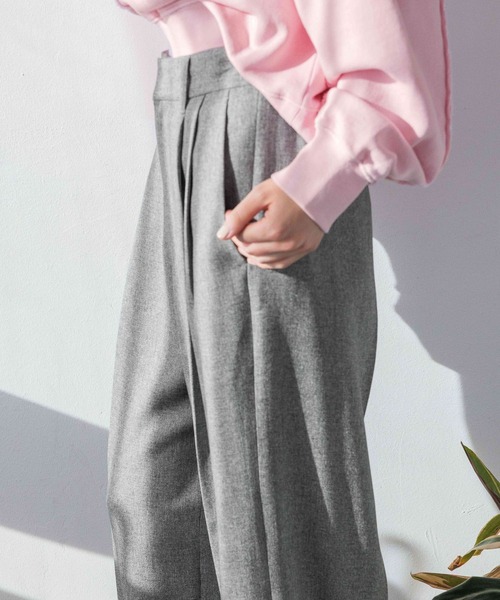 なーこ LOWRYS FARM（ローリーズファーム） スラックス パンツ メランジツイル