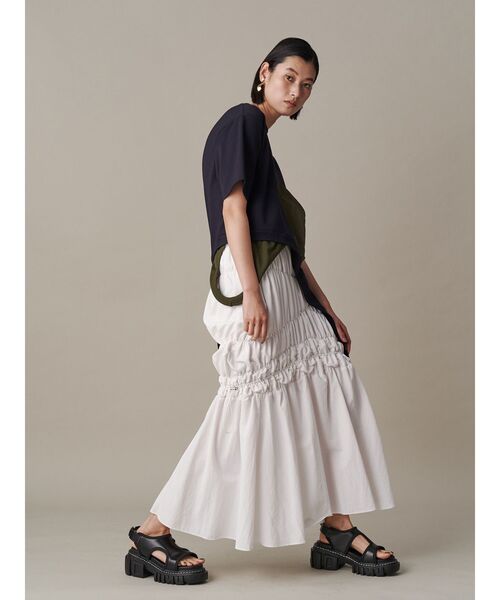 UN3D.（アンスリード） スカート WAVE GATHER SK「セットアップ着用