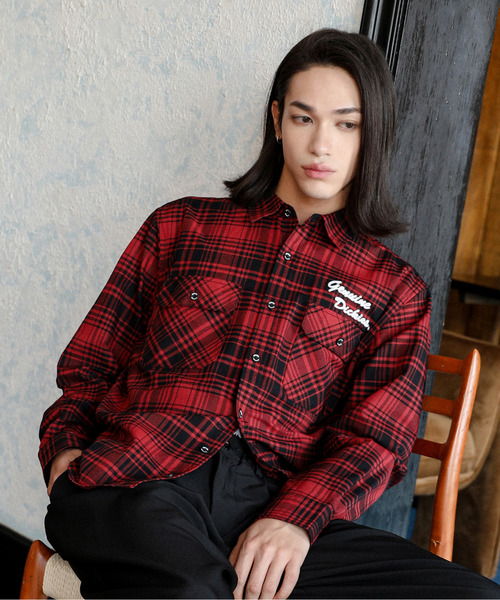 discovered / タグ付き/長袖シャツ/M/レーヨン/レッド/チェック/DC-W7-SH-04 Dickies（ディッキーズ） シャツ 「neos」GENUINE DICKIES