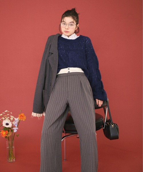 loin nuit ニット セーター mix cable sheer knit/ミックス