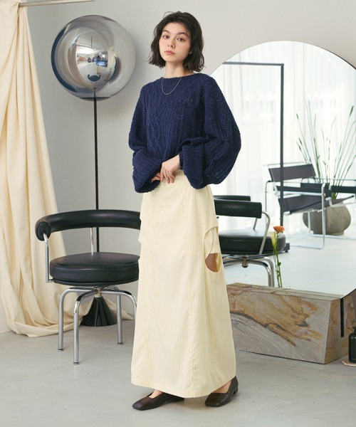 ニット セーター mix cable sheer knit/ミックスケーブルシアーニット レディース loin nuit ニット セーター mix cable sheer knit/ミックス