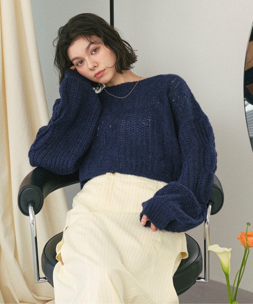 ニット セーター mix cable sheer knit/ミックスケーブルシアーニット レディース loin nuit ニット セーター mix cable sheer knit/ミックス