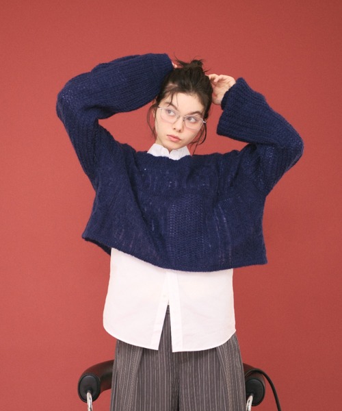 ニット セーター mix cable sheer knit/ミックスケーブルシアーニット レディース loin nuit ニット セーター mix cable sheer knit/ミックス