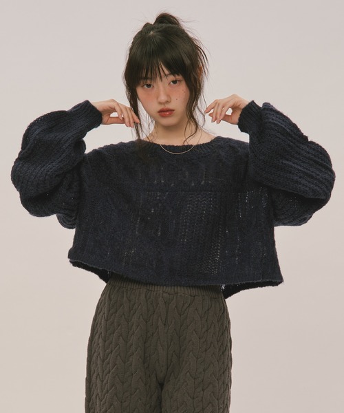 【完売】loin nuit シアーカラーニット グレー loin nuit（ロワンニュイ）の「sheer collar knit / シアーカラー