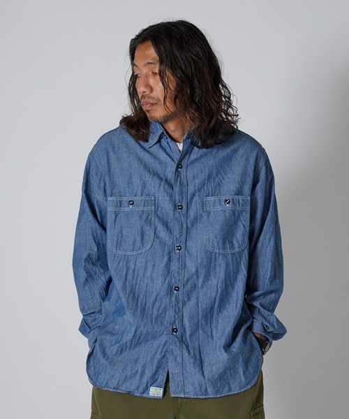 【春物】orSlow オアスロウ ストライプ ワークシャツ 3 orSlow（オアスロウ） シャツ RELAX FIT CHAMBRAY WORK SHIRT ワーク