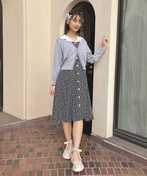 フィント(Fi.n.t) チェックフード付きニットカーディガン＋スカート フィント(Fi.n.t) チェックフード付きニットカーディガン＋スカート F