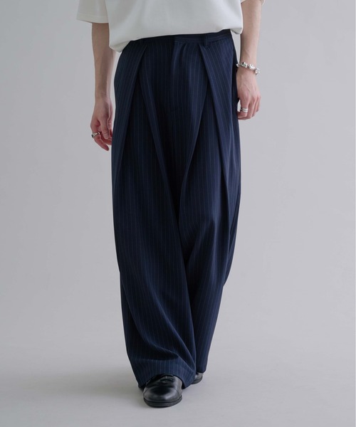 epnokブラックストライプ ワイドパンツ epnok スラックス 2タックハカマワイドパンツ メンズ : ZOZOTOWN