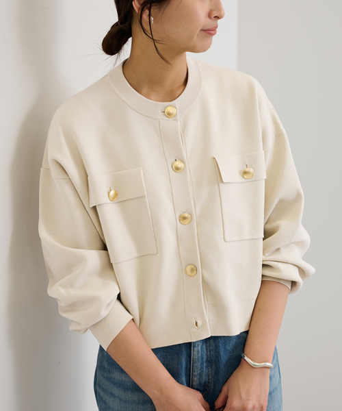 【2023SS】FRAMeWORK クロップドニットジャケット カーディガン F】FRAMeWORK クロップドニットジャケット