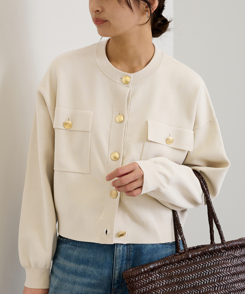 【2023SS】FRAMeWORK クロップドニットジャケット カーディガン F】FRAMeWORK クロップドニットジャケット
