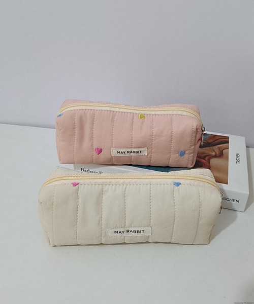 VIBGYOR ポーチ Liaa/カラフル ハート刺繍 ペンケース ポーチ A18594