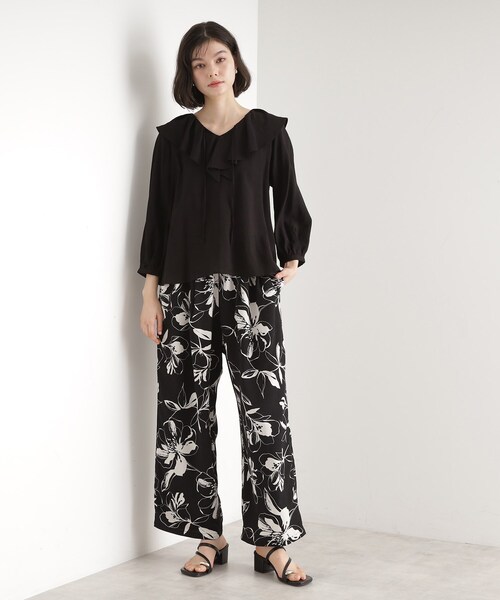 THE SHOP TK ブラウス シャツ ラッフルカラーブラウス「洗濯機OK