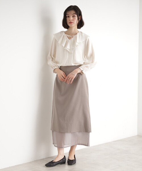 ハンドメイド　ふわふわブラウス THE SHOP TK ブラウス シャツ ラッフルカラーブラウス「洗濯機OK