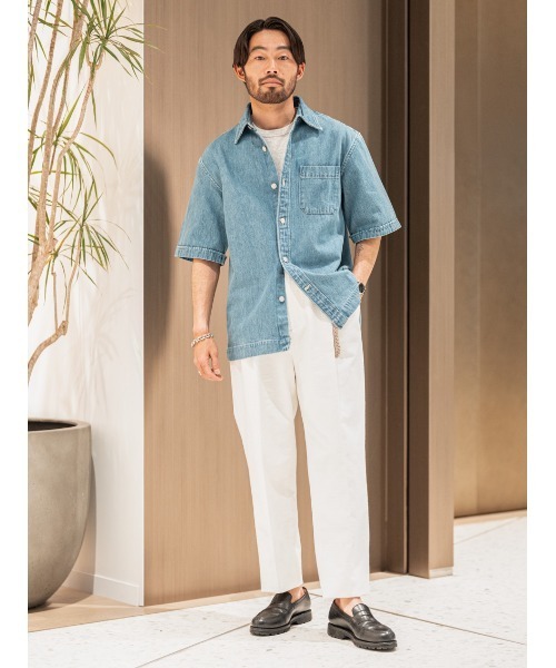 リネンブレンドスラックスパンツ CLEL スラックス 「CLEL」Linen Blend 3D Tuck Slacks/リネン