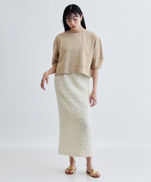 INDIVI カーキ タイトスカート サイズ19 INDIVI GALLEST スカート ふくれジャカードタイトスカート