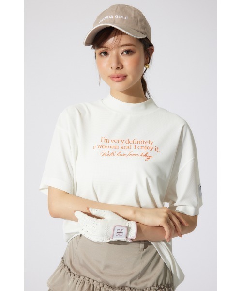 tシャツ 「RIENDA GOLF」ロゴプリントルーズTシャツ 半袖 夏服 レディース RIENDA GOLF tシャツ 「RIENDA GOLF」ロゴプリントルーズTシャツ