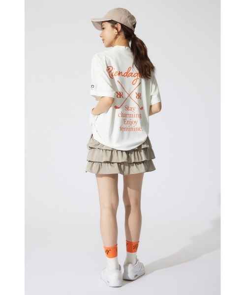tシャツ 「RIENDA GOLF」ロゴプリントルーズTシャツ 半袖 夏服 レディース RIENDA GOLF tシャツ 「RIENDA GOLF」ロゴプリントルーズTシャツ