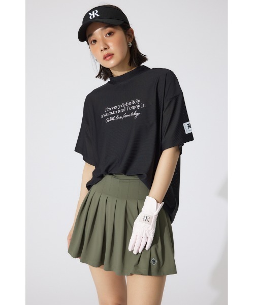 tシャツ 「RIENDA GOLF」ロゴプリントルーズTシャツ 半袖 夏服 レディース RIENDA GOLF tシャツ 「RIENDA GOLF」ロゴプリントルーズTシャツ