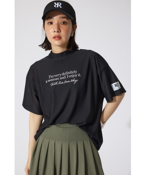 tシャツ 「RIENDA GOLF」ロゴプリントルーズTシャツ 半袖 夏服 レディース RIENDA GOLF tシャツ 「RIENDA GOLF」ロゴプリントルーズTシャツ