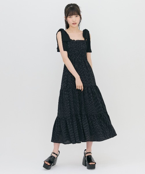 ショルダーリボンワンピース （OWHT） 2wayショルダーリボンOP|ems excite | RETRO GIRL ONLINE STORE