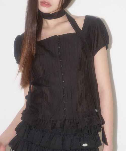 ブラウス シャツ 「日本未発売/WEB限定」ILLIGO(イリゴ)/チョーカー付き リボン タイ スクエアネック ブラウス/RIBBON TIE SQ ILLIGO ブラウス シャツ 「日本未発売/WEB限定」ILLIGO(イリゴ
