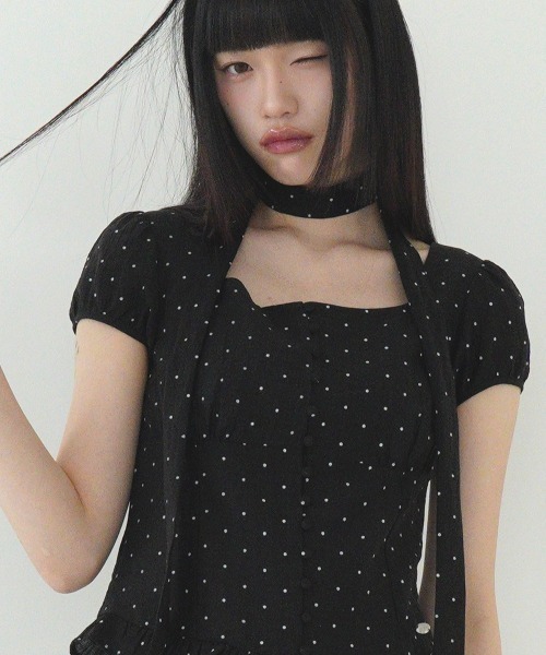 ブラウス シャツ 「日本未発売/WEB限定」ILLIGO(イリゴ)/チョーカー付き リボン タイ スクエアネック ブラウス/RIBBON TIE SQ セール】【日本未発売/WEB限定】ILLIGO(イリゴ)/チョーカー付き