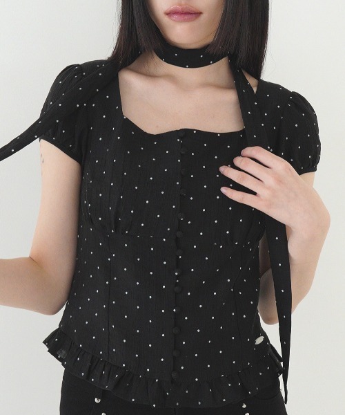 ブラウス シャツ 「日本未発売/WEB限定」ILLIGO(イリゴ)/チョーカー付き リボン タイ スクエアネック ブラウス/RIBBON TIE SQ セール】【日本未発売/WEB限定】ILLIGO(イリゴ)/チョーカー付き