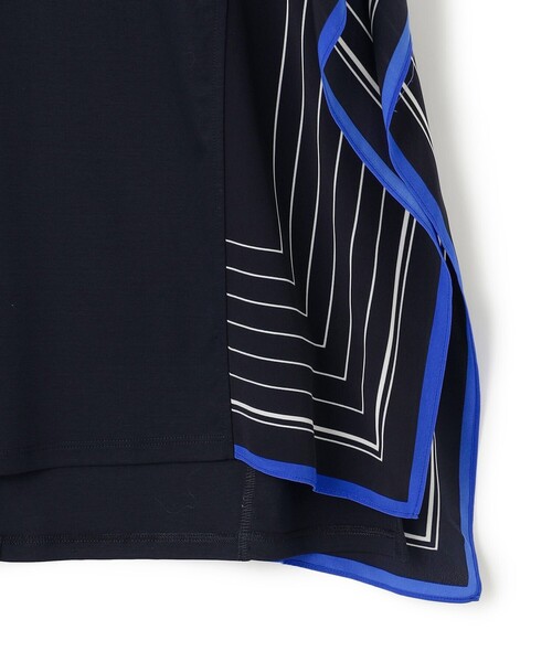 tシャツ 「汗じみ防止加工」スカーフプリントコンビ フレンチスリーブ