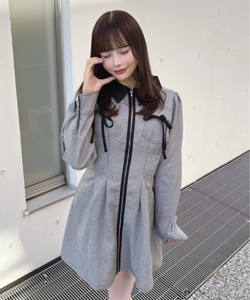 one way（ワンウェイ） ワンピース 長袖フロントジップワンピース