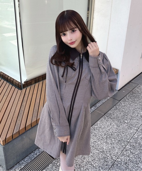 one way（ワンウェイ） ワンピース 長袖フロントジップワンピース