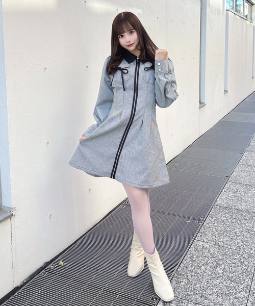 one way（ワンウェイ） ワンピース 長袖フロントジップワンピース