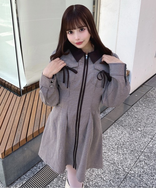 one way（ワンウェイ） ワンピース 長袖フロントジップワンピース