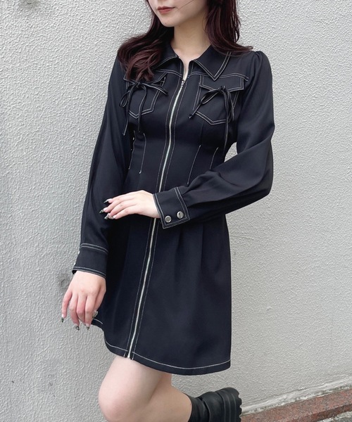 one way（ワンウェイ） ワンピース 長袖フロントジップワンピース