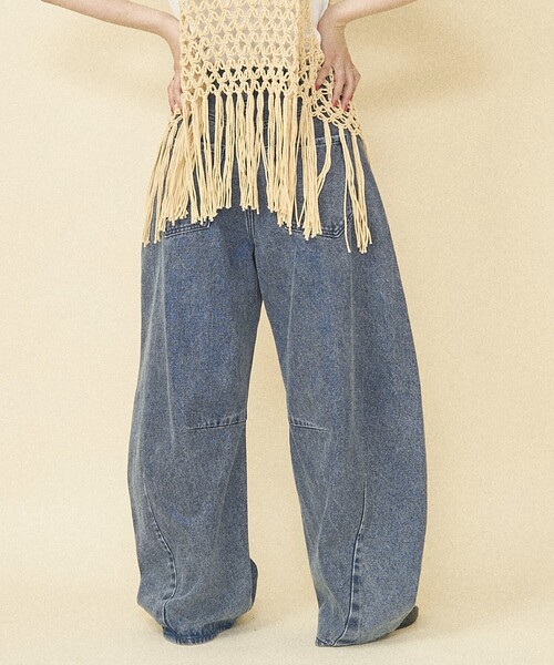 「FREAK'S STORE」 ダメージ加工デニムパンツ MEDIUM ブルー レディース_画像2