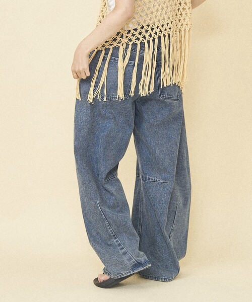 「FREAK'S STORE」 ダメージ加工デニムパンツ MEDIUM ブルー レディース_画像7