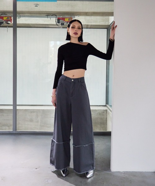 「WONEM」 ダメージ加工デニムパンツ 1 ホワイト レディース